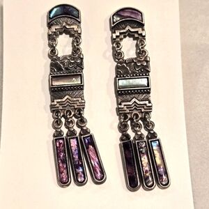 Vintage Duri Silver & Abalone Earrings